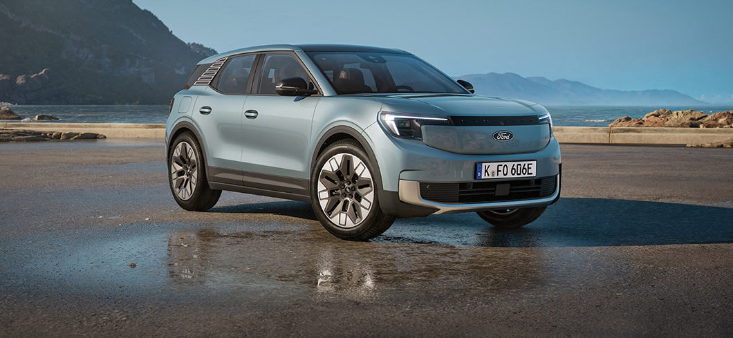 Modernes Außendesign mit LED-Lichtern und sportlichen Felgen beim Ford Explorer EV