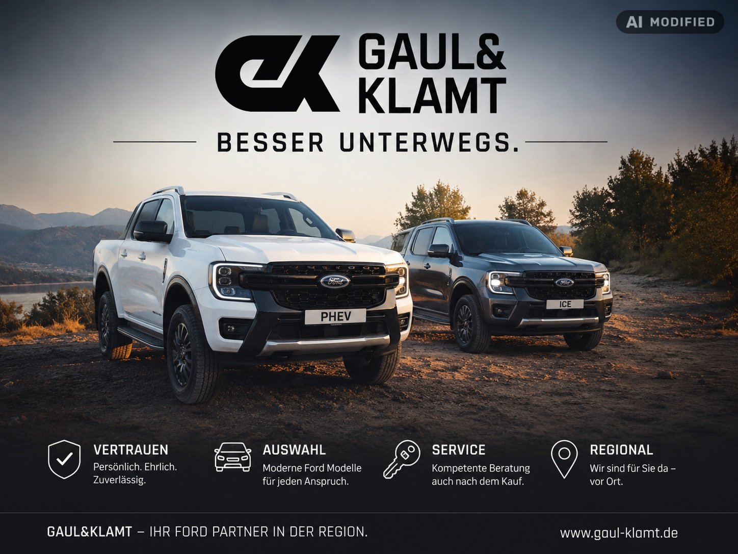 Fahrzeugabbildung Ford Ranger 2,3l 135 kW PHEV Stormtrak e-4WD Doppelkabine - mit KI generiert/bearbeitet